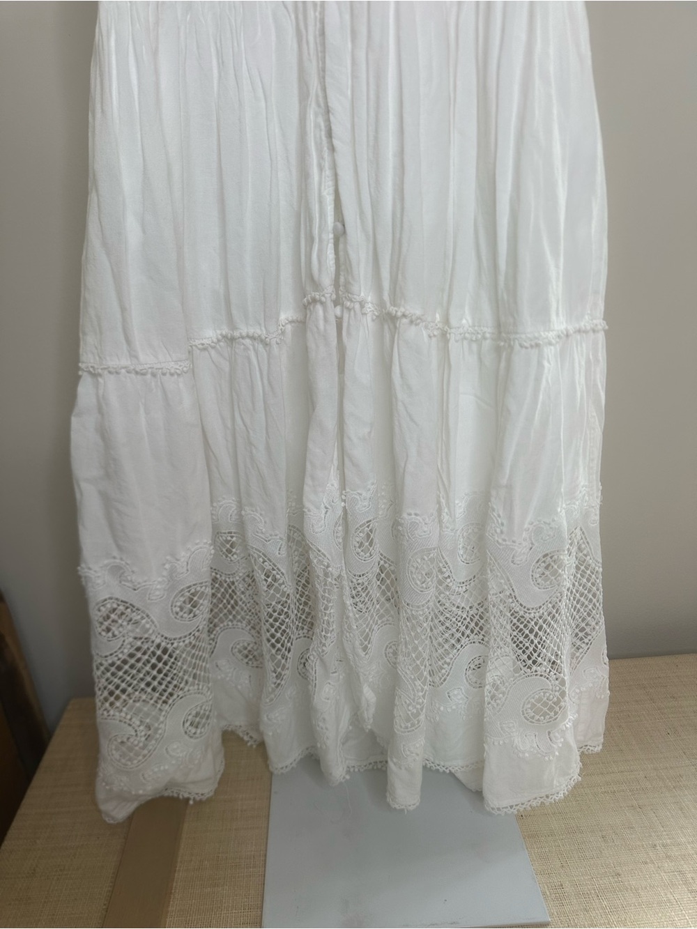 Maje White Eyelet-Tiered Maxi Dress - Picture 3 of 7